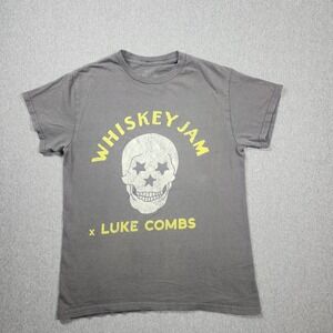 Luke Combs Whiskey Jam T-Shirt Mens Small Gray 2023 World Tour Bootleggers Skull